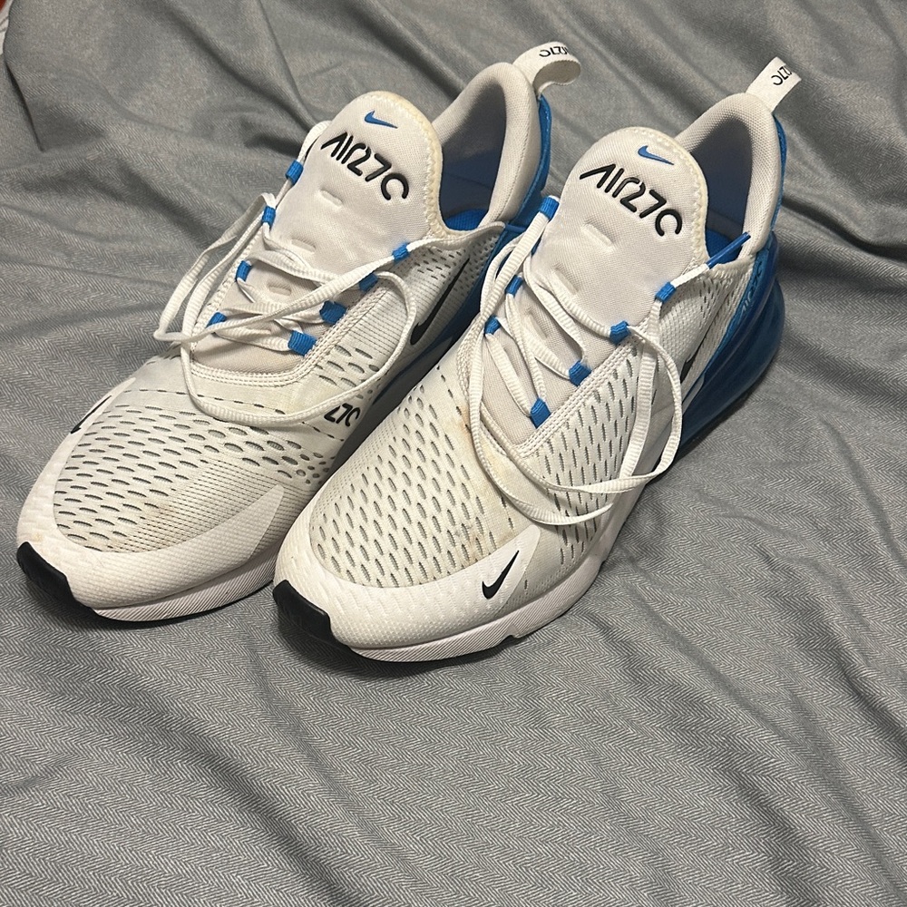 Nike Air Max 270 White and Blue Sneakers